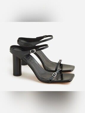 J. Crew Black Strappy Round Heel Sandals Size 9
